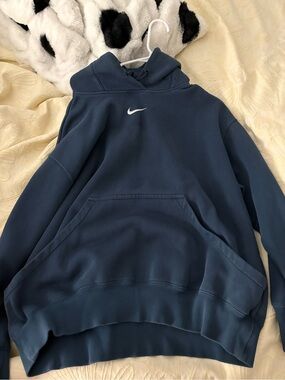 Nike Dark Blue Pullover Hoodie with White Swoosh
